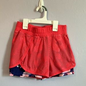 Avia girls pink shorts with purple compression shorts Sz L